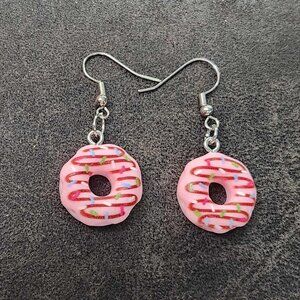 Pink Frosted Donut Earrings